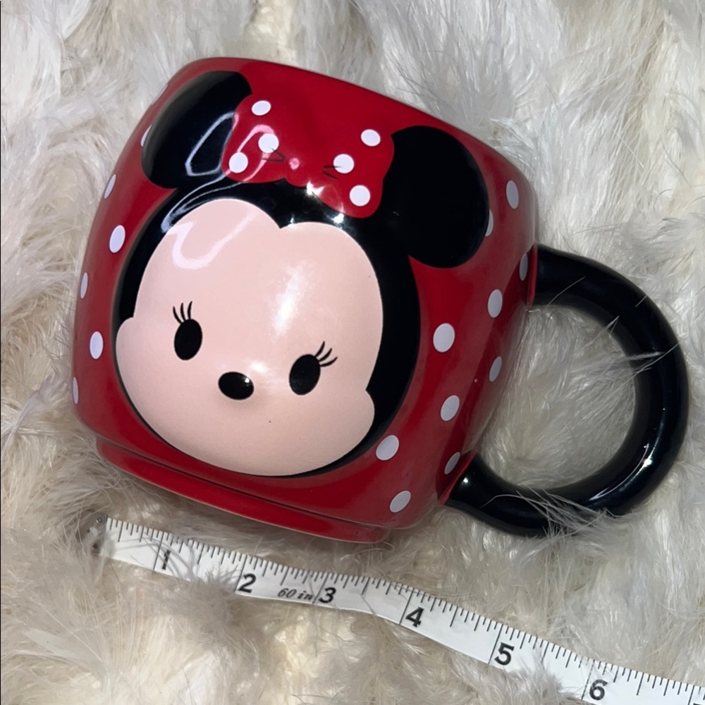 New Cute Disney Store Red and Black Minnie Mouse Polka Dot Coffee Mug Cup